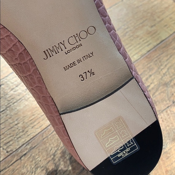 NEW ๐ JIMMY CHOO Croc Embossed Pointed Toe Flats - Picture 11 of 13